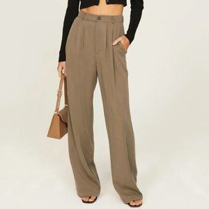 Reformation Wide Leg Pants in Brown
